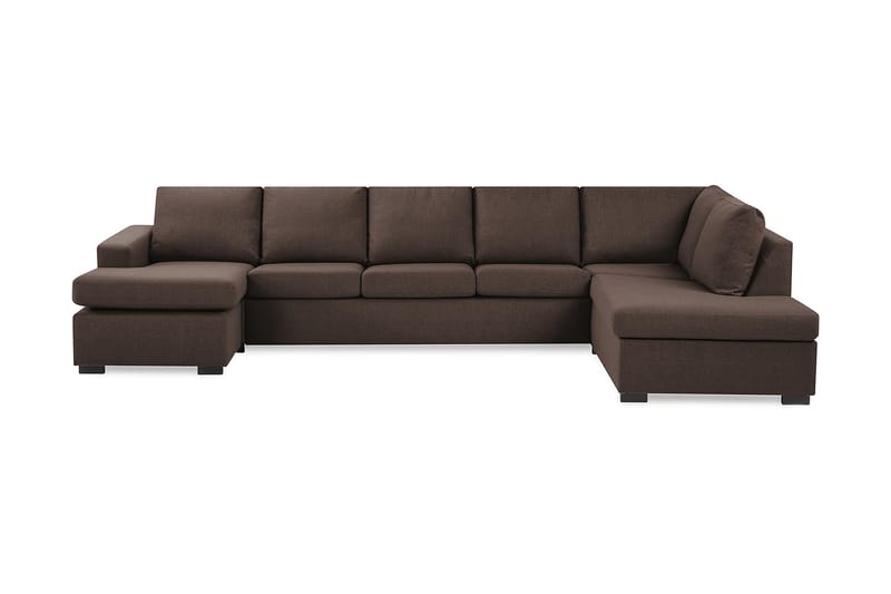 Crazy 5-seters Høyrevendt U-formet X-Large Sofa med Divan og Sjeselong i Stoff - Brun - Møbler - Sofaer - U-sofa