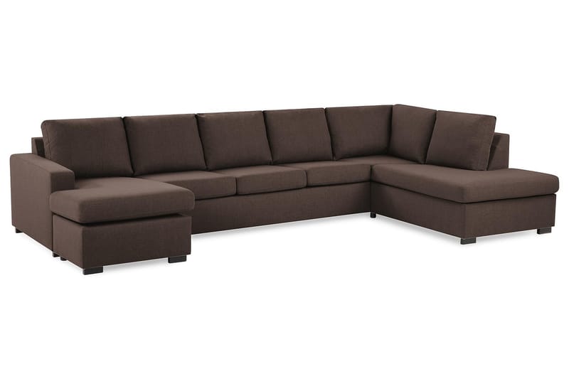 Crazy 5-seters Høyrevendt U-formet X-Large Sofa med Divan og Sjeselong i Stoff - Brun - Møbler - Sofaer - U-sofa