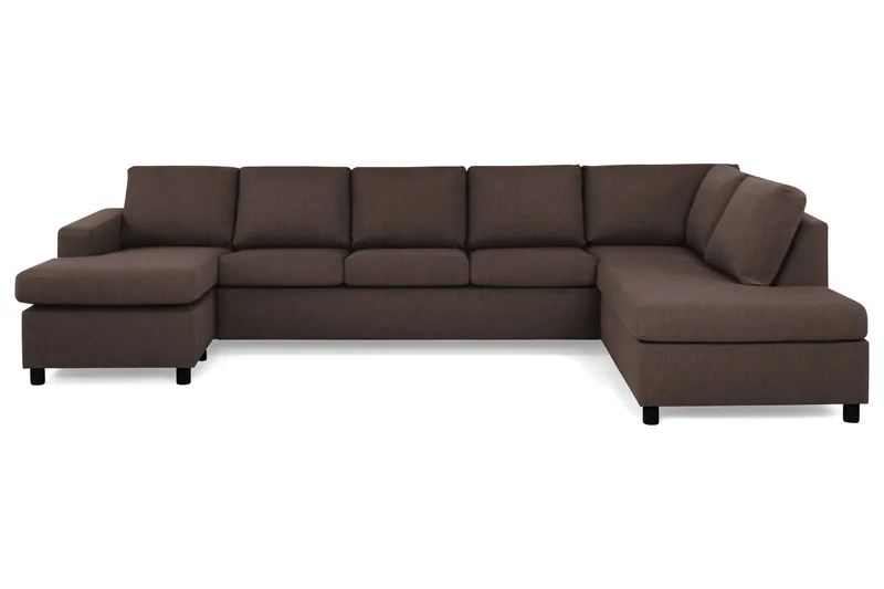 Crazy 5-seters Høyrevendt U-formet X-Large Sofa med Divan og Sjeselong i Stoff, Brun