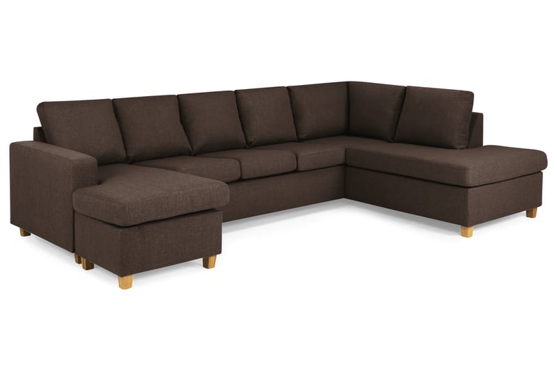 Crazy 5-seters Høyrevendt U-formet X-Large Sofa med Divan og Sjeselong i Stoff - Brun - Møbler - Sofaer - Skinnsofaer