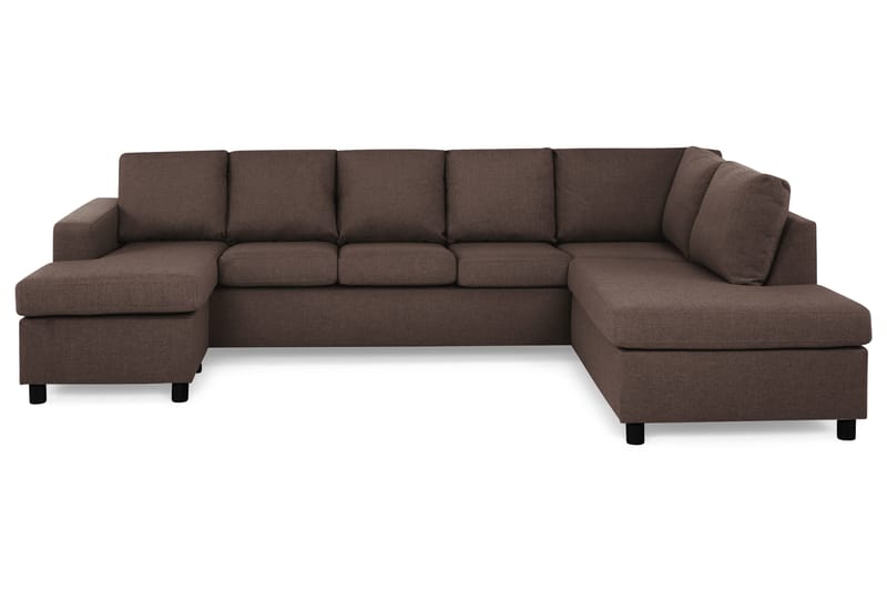 Crazy 5-seters Høyrevendt U-formet X-Large Sofa med Divan og Sjeselong i Stoff - Brun - Møbler - Sofaer - U-sofa