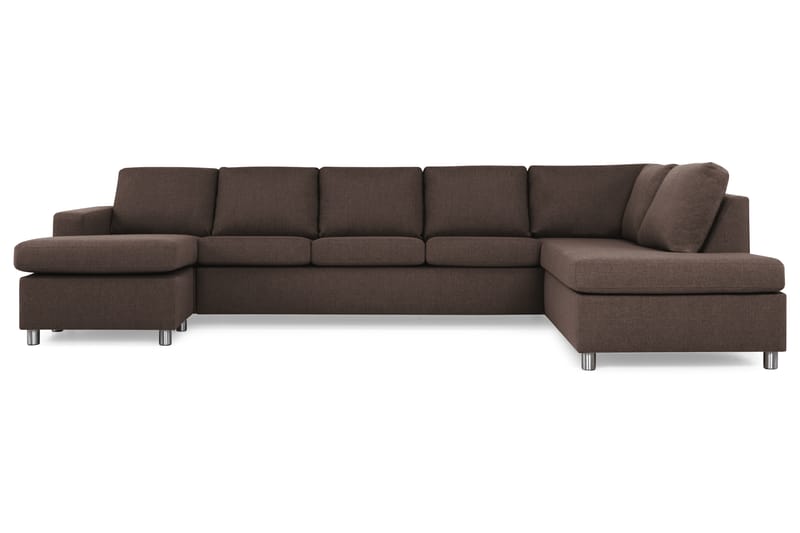 Crazy 5-seters Høyrevendt U-formet X-Large Sofa med Divan og Sjeselong i Stoff - Brun - Møbler - Sofaer - U-sofa