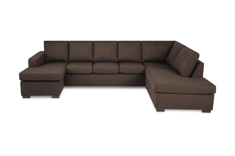 Crazy 5-seters Høyrevendt U-formet X-Large Sofa med Divan og Sjeselong i Stoff - Brun - Møbler - Sofaer - U-sofa