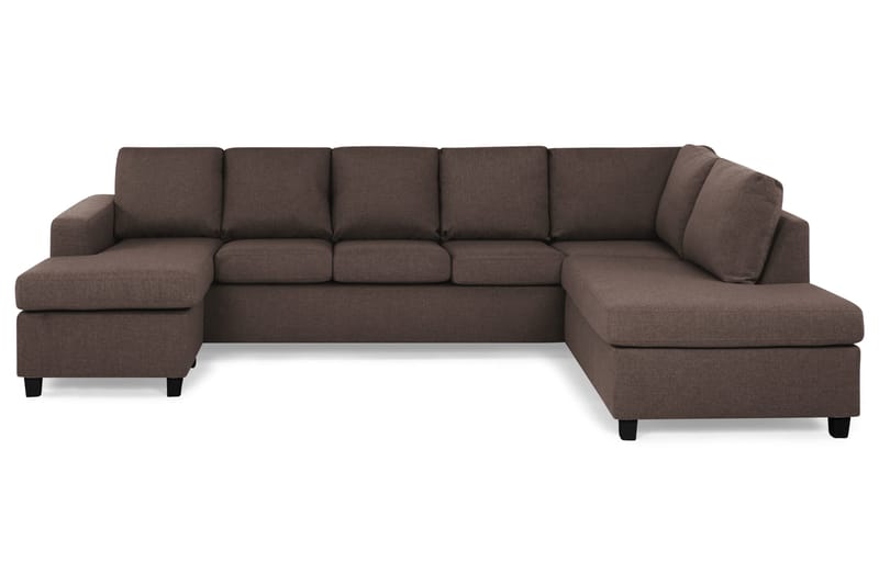 Crazy 5-seters Høyrevendt U-formet X-Large Sofa med Divan og Sjeselong i Stoff - Brun - Møbler - Sofaer - U-sofa