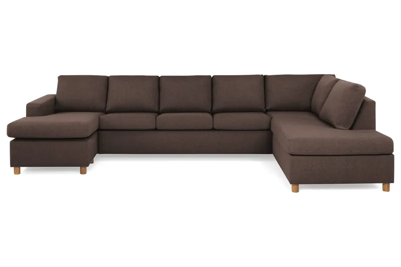 Crazy 5-seters Høyrevendt U-formet X-Large Sofa med Divan og Sjeselong i Stoff - Brun - Møbler - Sofaer - U-sofa