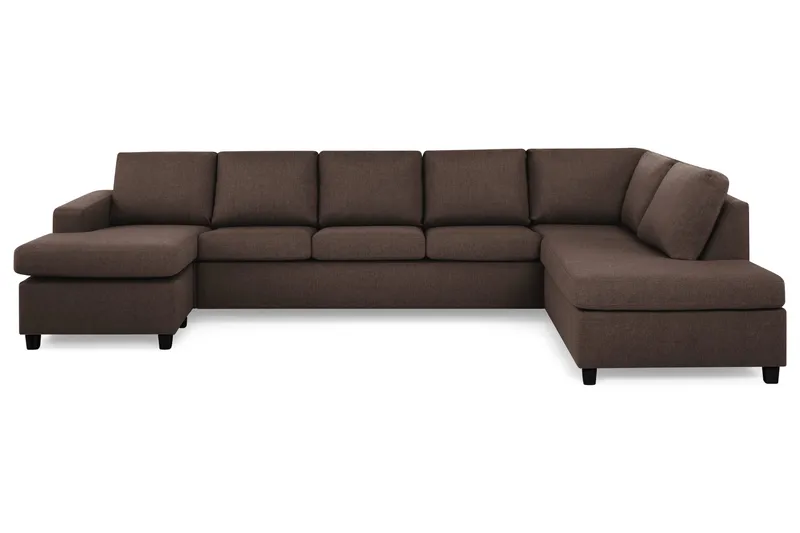 Crazy 5-seters Høyrevendt U-formet X-Large Sofa med Divan og Sjeselong i Stoff - Brun - Møbler - Sofaer - U-sofa