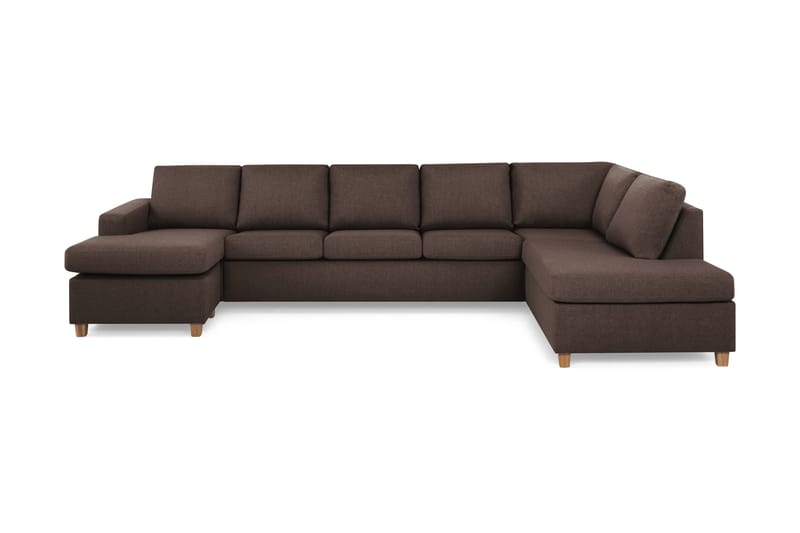 Crazy 5-seters Høyrevendt U-formet X-Large Sofa med Divan og Sjeselong i Stoff - Brun - Møbler - Sofaer - U-sofa