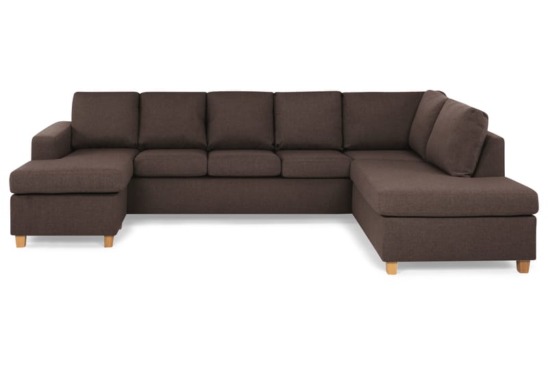 Crazy 5-seters Høyrevendt U-formet X-Large Sofa med Divan og Sjeselong i Stoff - Brun - Møbler - Sofaer - U-sofa