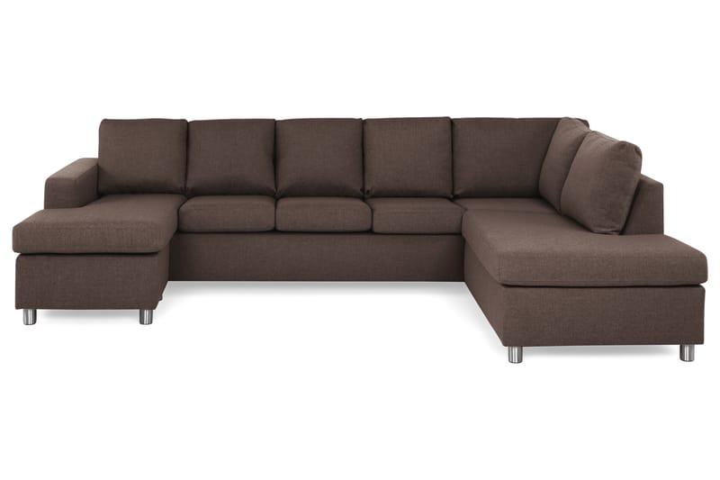Crazy 5-seters Høyrevendt U-formet X-Large Sofa med Divan og Sjeselong i Stoff - Brun - Møbler - Sofaer - U-sofa