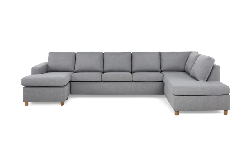 Crazy 5-seters Høyrevendt U-formet X-Large Sofa med Divan og Sjeselong i Stoff - Grå - Møbler - Sofaer - U-sofa