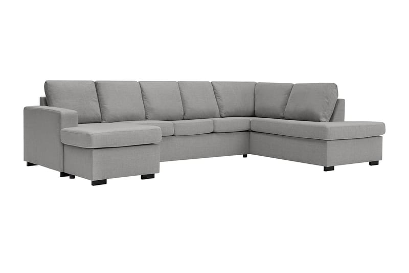 Crazy 5-seters Høyrevendt U-formet X-Large Sofa med Divan og Sjeselong i Stoff - Grå - Møbler - Sofaer - U-sofa
