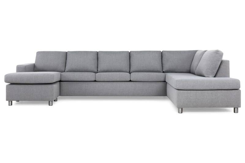 Crazy 5-seters Høyrevendt U-formet X-Large Sofa med Divan og Sjeselong i Stoff - Grå - Møbler - Sofaer - U-sofa