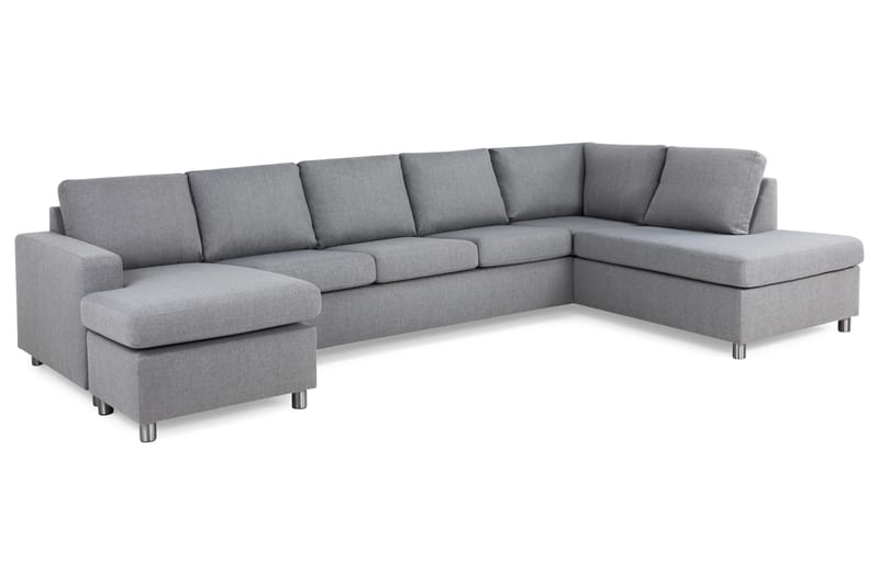 Crazy 5-seters Høyrevendt U-formet X-Large Sofa med Divan og Sjeselong i Stoff - Grå - Møbler - Sofaer - U-sofa