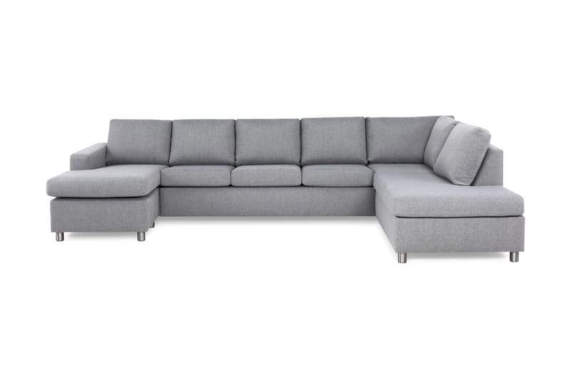 Crazy 5-seters Høyrevendt U-formet X-Large Sofa med Divan og Sjeselong i Stoff - Grå - Møbler - Sofaer - U-sofa