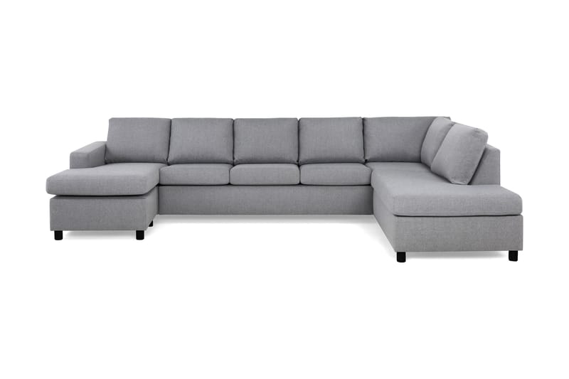 Crazy 5-seters Høyrevendt U-formet X-Large Sofa med Divan og Sjeselong i Stoff - Grå - Møbler - Sofaer - U-sofa