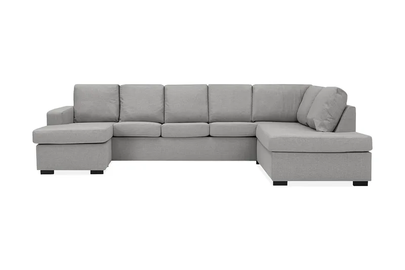 Crazy 5-seters Høyrevendt U-formet X-Large Sofa med Divan og Sjeselong i Stoff - Grå - Møbler - Sofaer - U-sofa