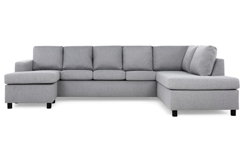 Crazy 5-seters Høyrevendt U-formet X-Large Sofa med Divan og Sjeselong i Stoff - Grå - Møbler - Sofaer - U-sofa