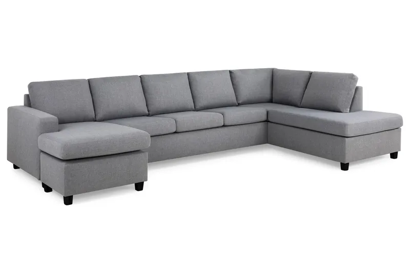 Crazy 5-seters Høyrevendt U-formet X-Large Sofa med Divan og Sjeselong i Stoff - Grå - Møbler - Sofaer - U-sofa