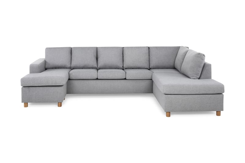 Crazy 5-seters Høyrevendt U-formet X-Large Sofa med Divan og Sjeselong i Stoff - Grå - Møbler - Sofaer - U-sofa