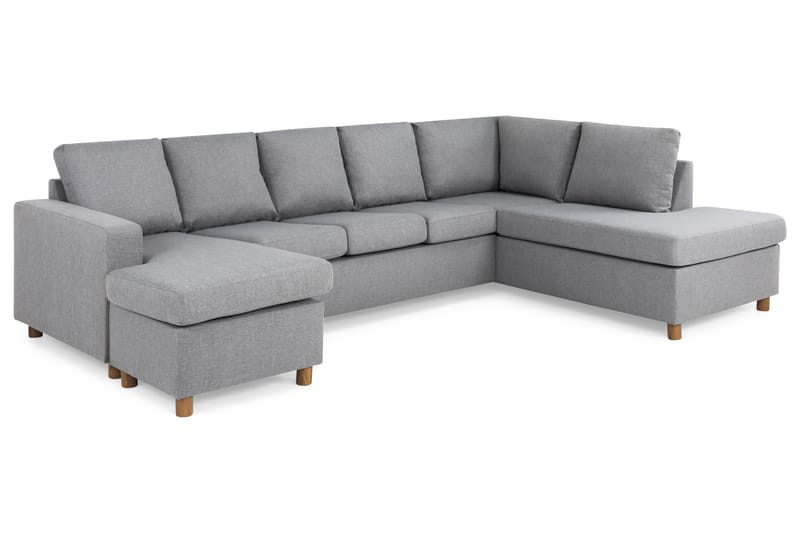 Crazy 5-seters Høyrevendt U-formet X-Large Sofa med Divan og Sjeselong i Stoff - Grå - Møbler - Sofaer - U-sofa
