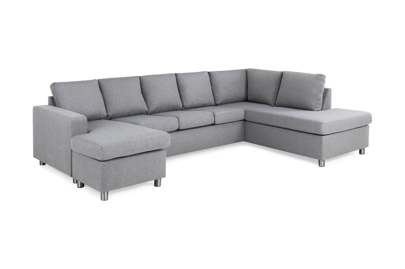 Crazy 5-seters Høyrevendt U-formet X-Large Sofa med Divan og Sjeselong i Stoff - Grå - Møbler - Sofaer - U-sofa
