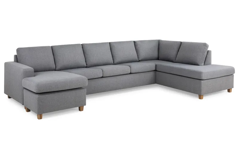 Crazy 5-seters Høyrevendt U-formet X-Large Sofa med Divan og Sjeselong i Stoff - Grå - Møbler - Sofaer - U-sofa