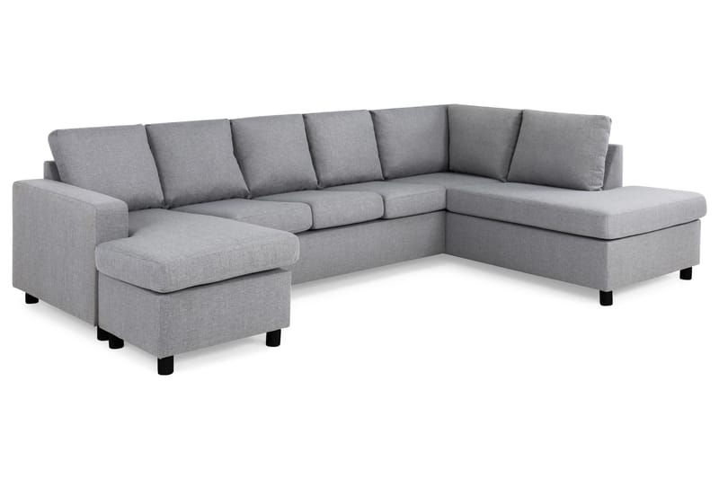 Crazy 5-seters Høyrevendt U-formet X-Large Sofa med Divan og Sjeselong i Stoff - Grå - Møbler - Sofaer - U-sofa
