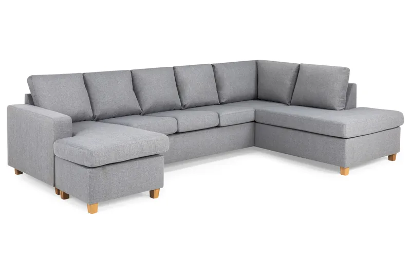 Crazy 5-seters Høyrevendt U-formet X-Large Sofa med Divan og Sjeselong i Stoff - Grå - Møbler - Sofaer - U-sofa