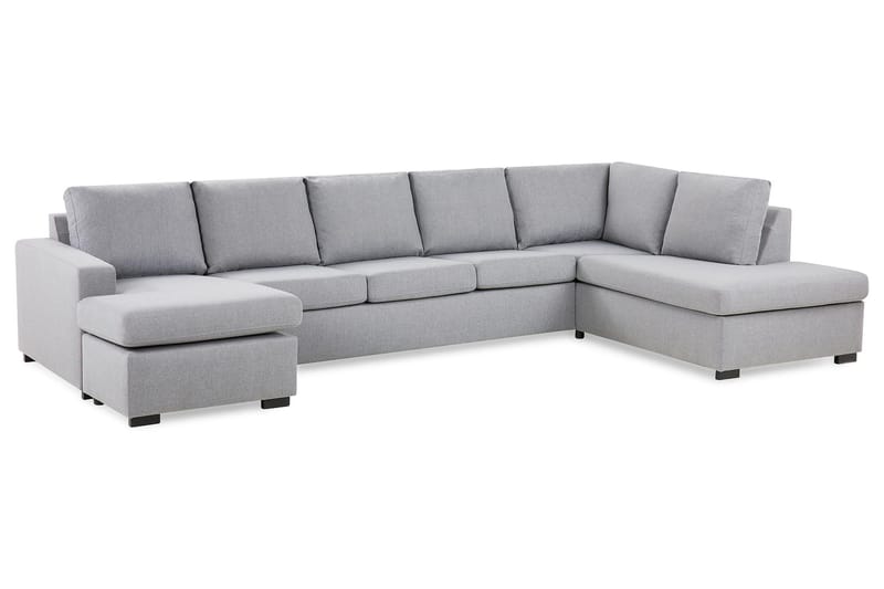 Crazy 5-seters Høyrevendt U-formet X-Large Sofa med Divan og Sjeselong i Stoff - Grå - Møbler - Sofaer - U-sofa