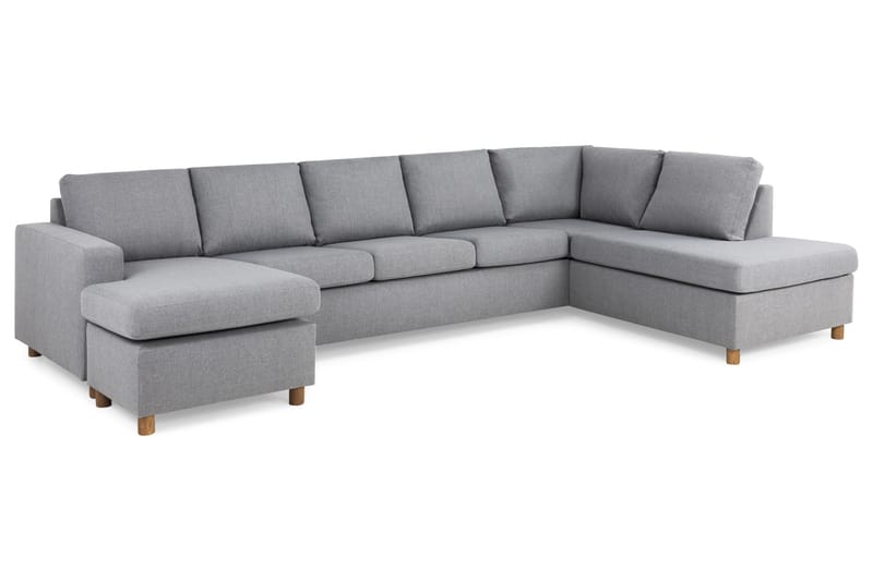 Crazy 5-seters Høyrevendt U-formet X-Large Sofa med Divan og Sjeselong i Stoff - Grå - Møbler - Sofaer - U-sofa