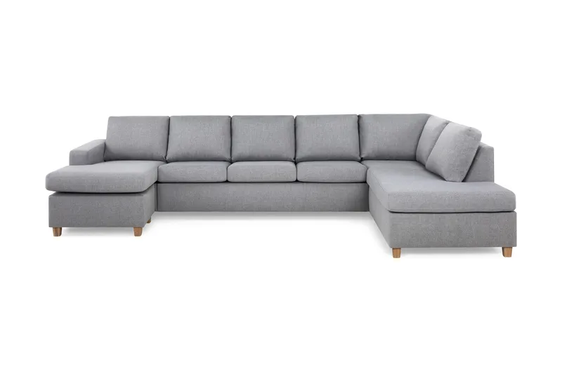 Crazy 5-seters Høyrevendt U-formet X-Large Sofa med Divan og Sjeselong i Stoff - Grå - Møbler - Sofaer - U-sofa