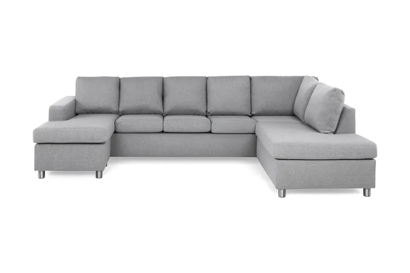 Crazy 5-seters Høyrevendt U-formet X-Large Sofa med Divan og Sjeselong i Stoff - Grå - Møbler - Sofaer - U-sofa