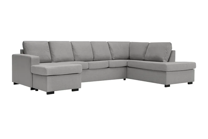 Crazy 5-seters Høyrevendt U-formet X-Large Sofa med Divan og Sjeselong i Stoff - Grå - Møbler - Sofaer - U-sofa