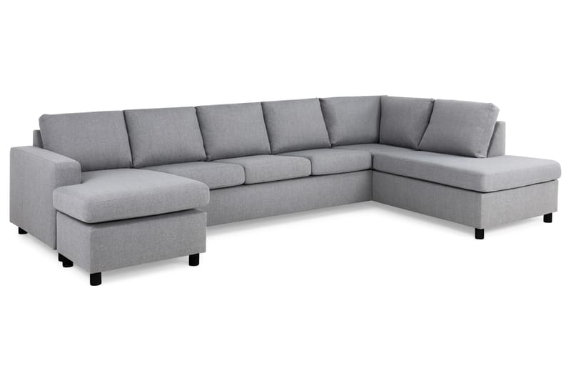 Crazy 5-seters Høyrevendt U-formet X-Large Sofa med Divan og Sjeselong i Stoff - Grå - Møbler - Sofaer - U-sofa