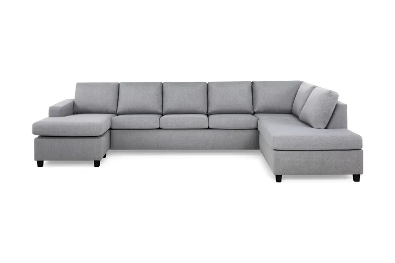 Crazy 5-seters Høyrevendt U-formet X-Large Sofa med Divan og Sjeselong i Stoff - Grå - Møbler - Sofaer - U-sofa