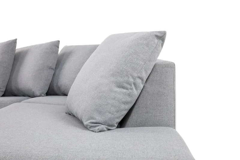 Crazy 5-seters Høyrevendt U-formet X-Large Sofa med Divan og Sjeselong i Stoff inkl. Pynteputer - Grå - Møbler - Sofaer - U-sofa