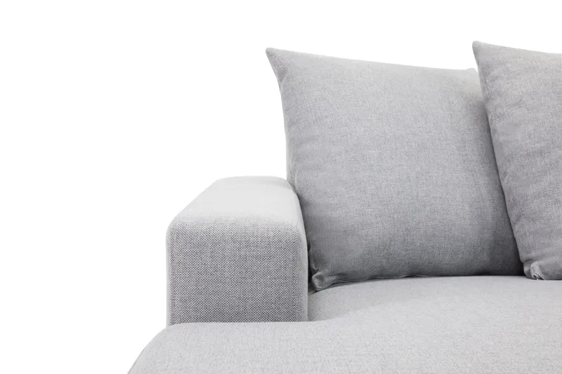 Crazy 5-seters Høyrevendt U-formet X-Large Sofa med Divan og Sjeselong i Stoff inkl. Pynteputer - Grå - Møbler - Sofaer - U-sofa