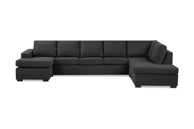 Crazy 5-seters Høyrevendt U-formet X-Large Sofa med Divan og Sjeselong i Stoff - Mørk grå - Møbler - Sofaer - U-sofa