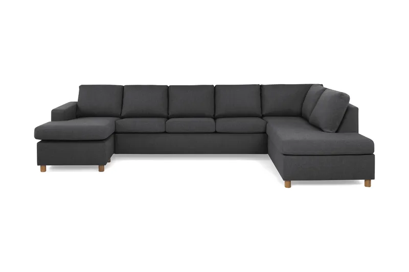 Crazy 5-seters Høyrevendt U-formet X-Large Sofa med Divan og Sjeselong i Stoff - Mørk grå - Møbler - Sofaer - U-sofa