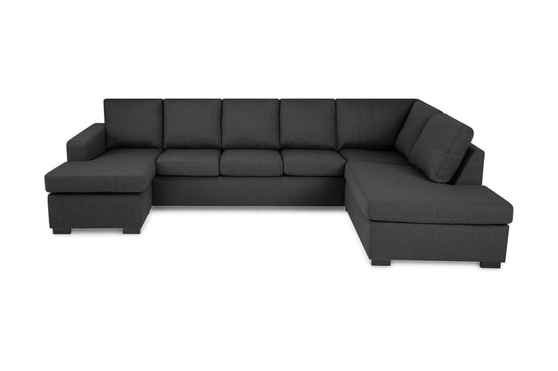 Crazy 5-seters Høyrevendt U-formet X-Large Sofa med Divan og Sjeselong i Stoff - Mørk grå - Møbler - Sofaer - U-sofa
