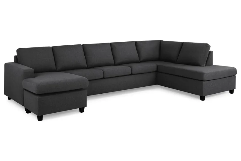 Crazy 5-seters Høyrevendt U-formet X-Large Sofa med Divan og Sjeselong i Stoff - Mørk grå - Møbler - Sofaer - U-sofa