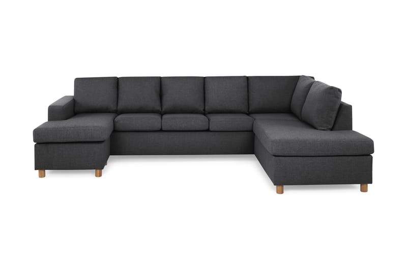 Crazy 5-seters Høyrevendt U-formet X-Large Sofa med Divan og Sjeselong i Stoff - Mørk grå - Møbler - Sofaer - U-sofa