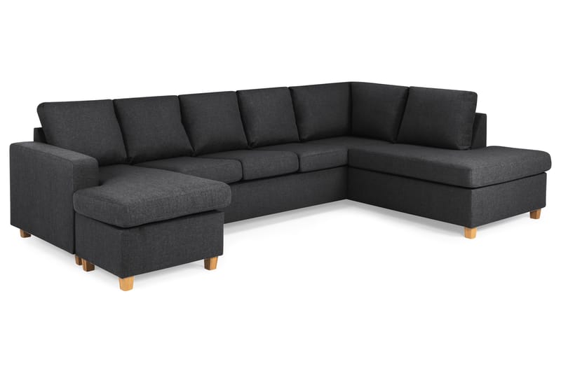 Crazy 5-seters Høyrevendt U-formet X-Large Sofa med Divan og Sjeselong i Stoff - Mørk grå - Møbler - Sofaer - U-sofa
