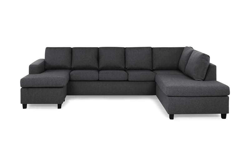 Crazy 5-seters Høyrevendt U-formet X-Large Sofa med Divan og Sjeselong i Stoff - Mørk grå - Møbler - Sofaer - U-sofa