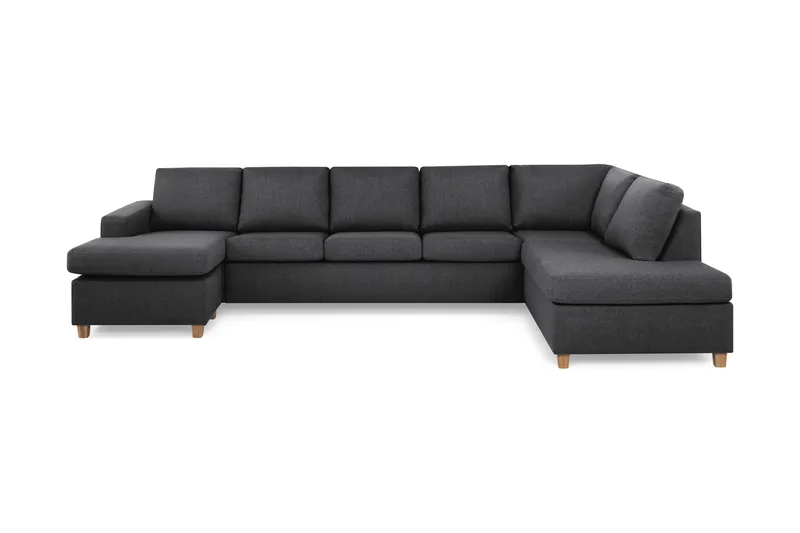 Crazy 5-seters Høyrevendt U-formet X-Large Sofa med Divan og Sjeselong i Stoff - Mørk grå - Møbler - Sofaer - U-sofa