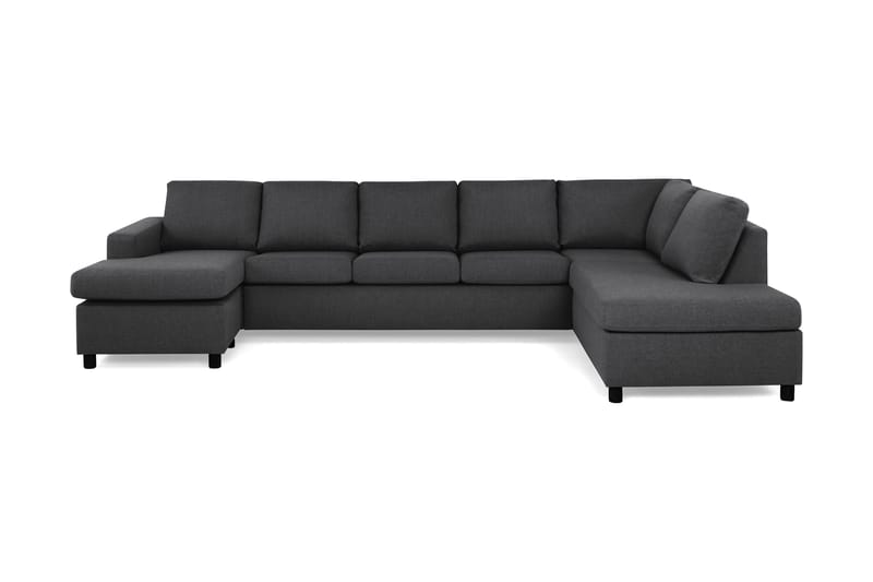 Crazy 5-seters Høyrevendt U-formet X-Large Sofa med Divan og Sjeselong i Stoff - Mørk grå - Møbler - Sofaer - U-sofa