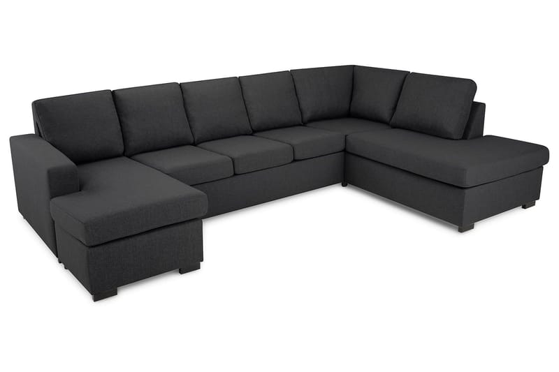 Crazy 5-seters Høyrevendt U-formet X-Large Sofa med Divan og Sjeselong i Stoff - Mørk grå - Møbler - Sofaer - U-sofa