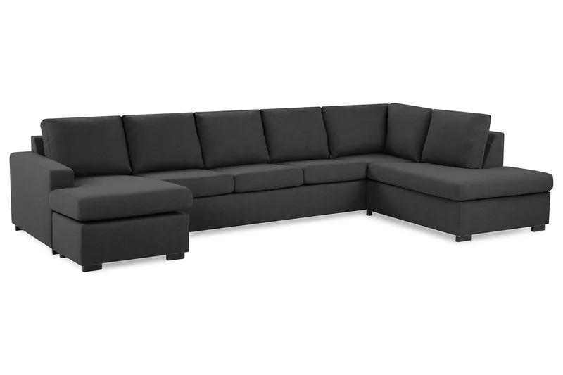 Crazy 5-seters Høyrevendt U-formet X-Large Sofa med Divan og Sjeselong i Stoff - Mørk grå - Møbler - Sofaer - U-sofa