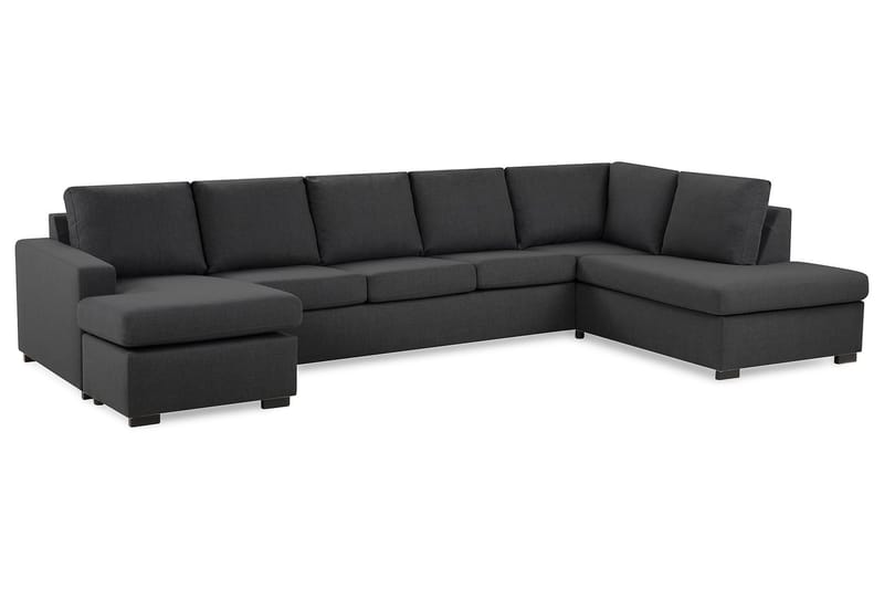 Crazy 5-seters Høyrevendt U-formet X-Large Sofa med Divan og Sjeselong i Stoff - Mørk grå - Møbler - Sofaer - U-sofa