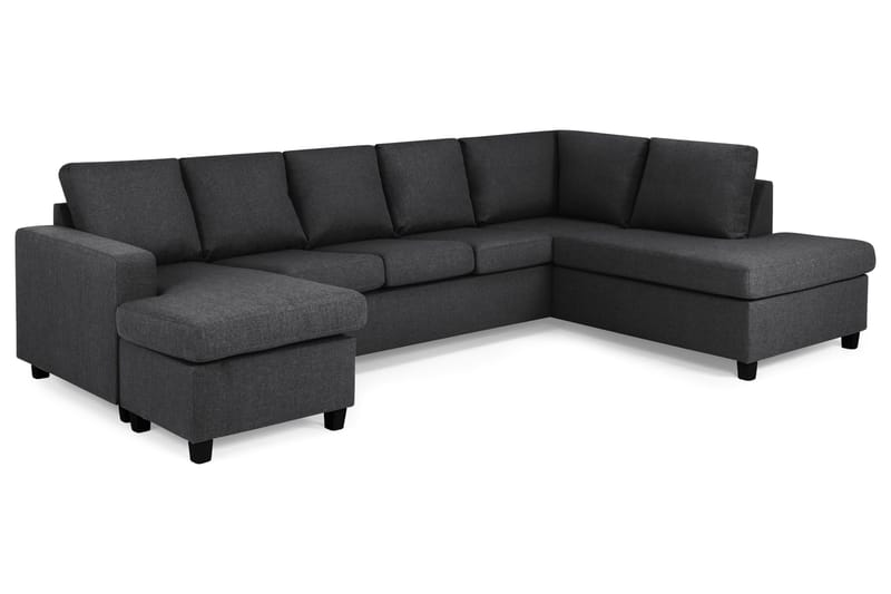 Crazy 5-seters Høyrevendt U-formet X-Large Sofa med Divan og Sjeselong i Stoff - Mørk grå - Møbler - Sofaer - U-sofa